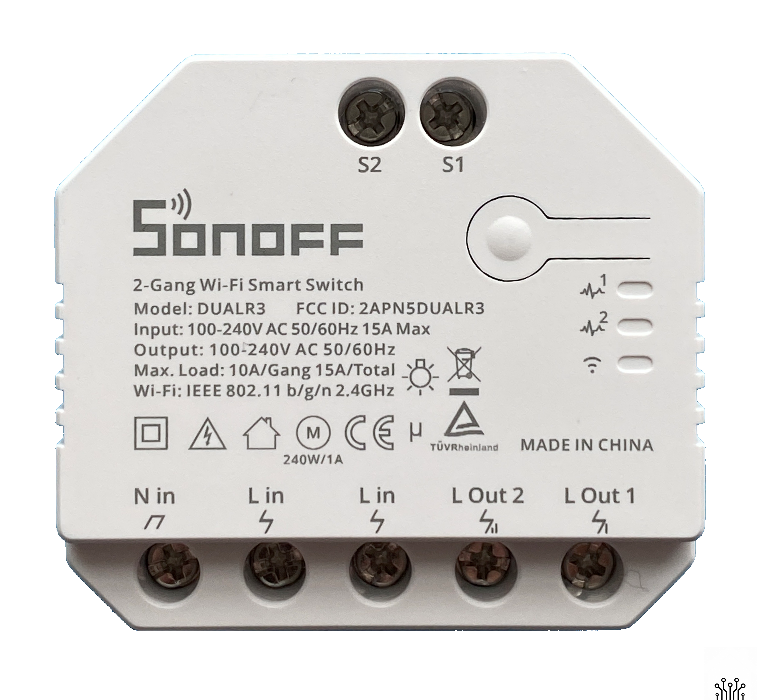 Sonoff Dual (R3) 2-gang WiFi smart relay with power meter an